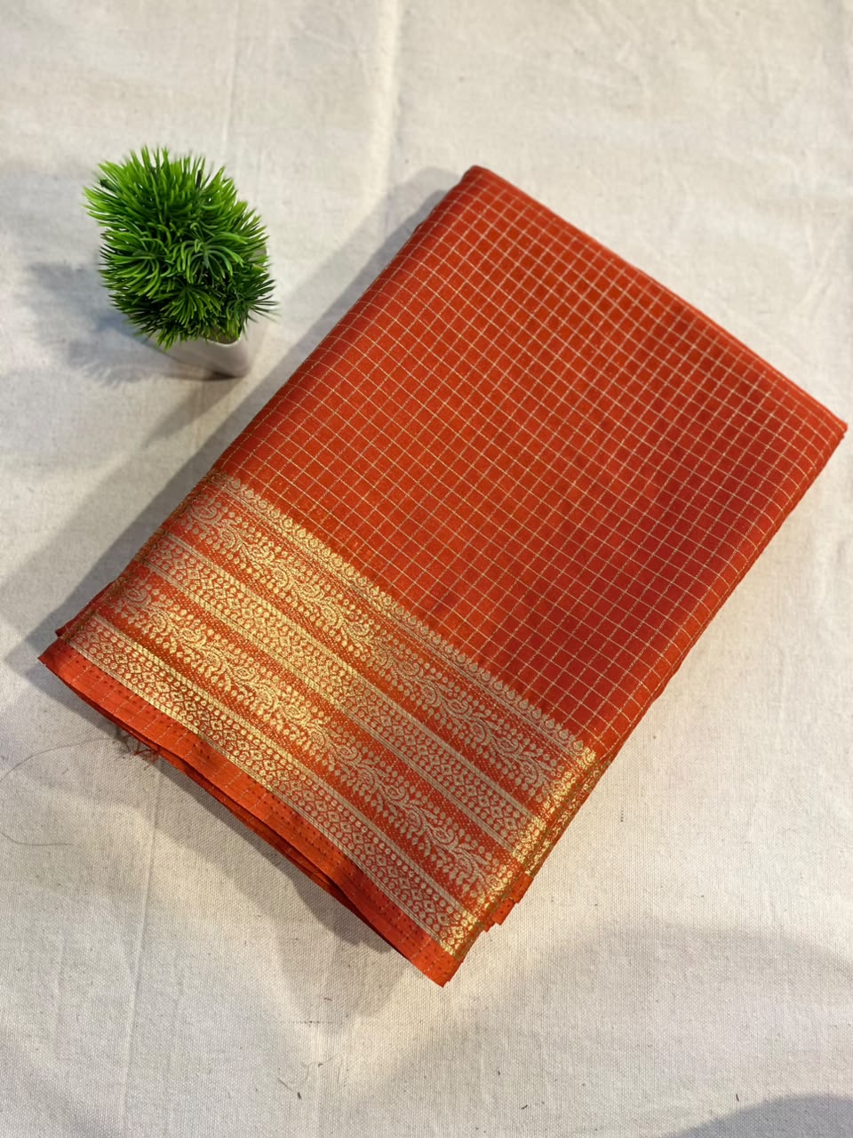 Semi mysore silk checks Zip & Go