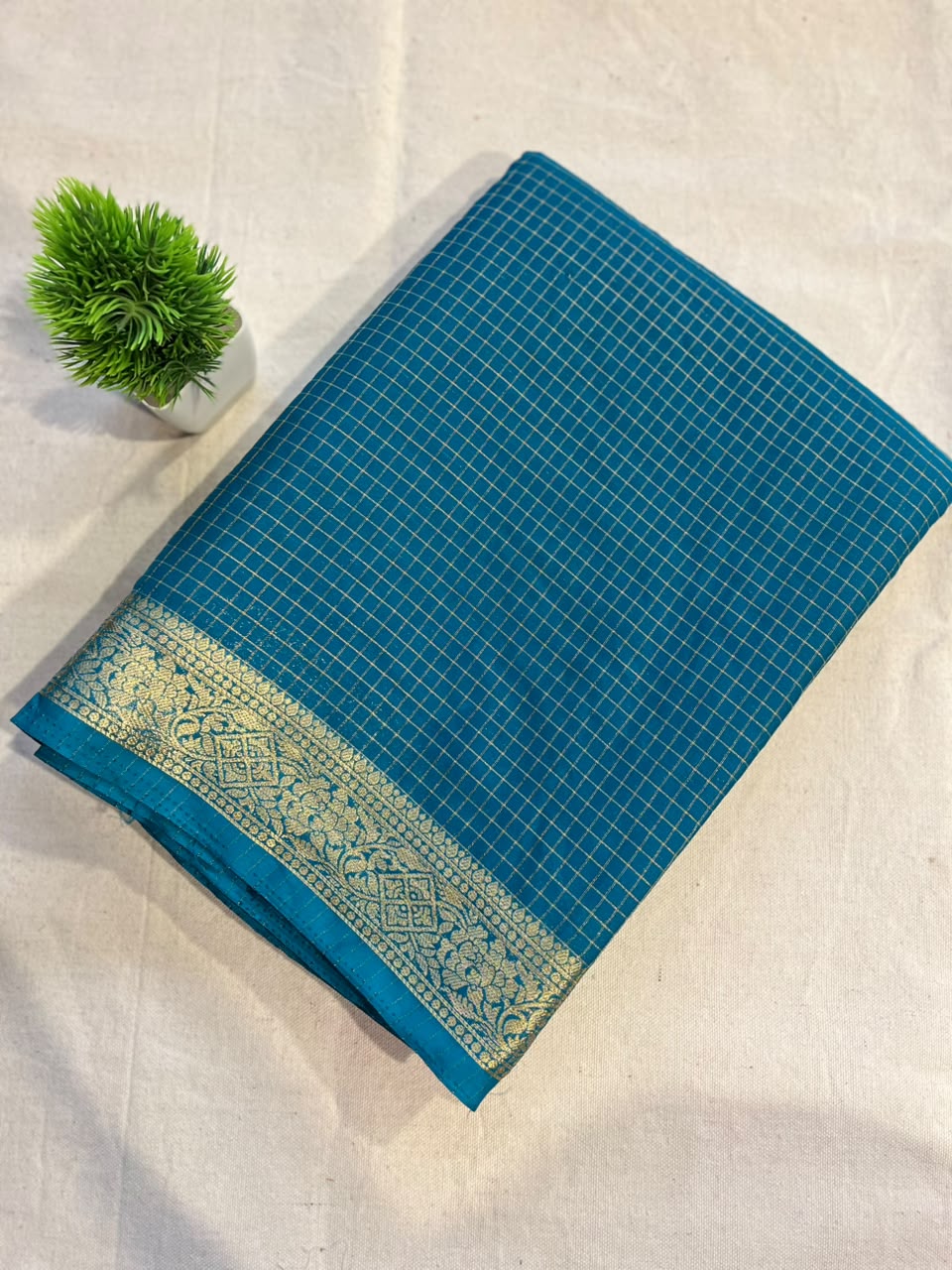 Semi mysore silk checks Zip & Go