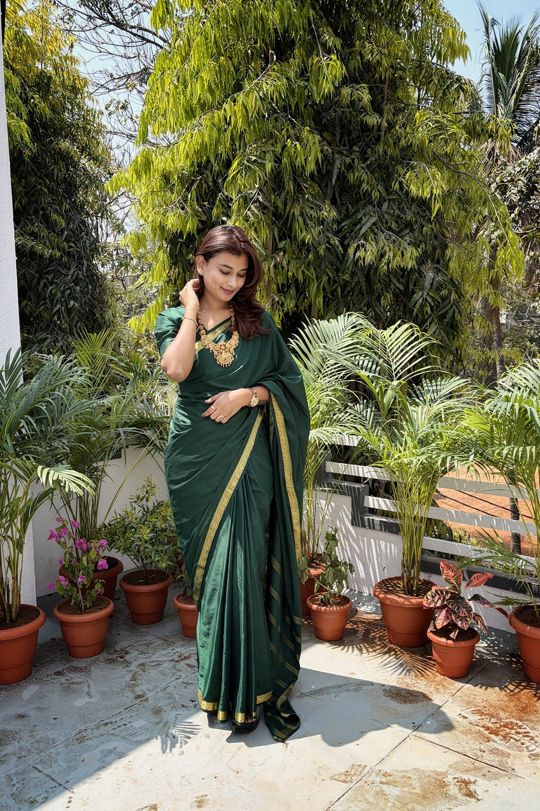 Green Mysore crepe silk saree