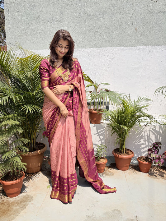 woman wearing zip saree ready to go office easy to wear zip saree styling working woman getting ready quickly saree pre stitched saree with zip demonstration office look with ready to wear saree