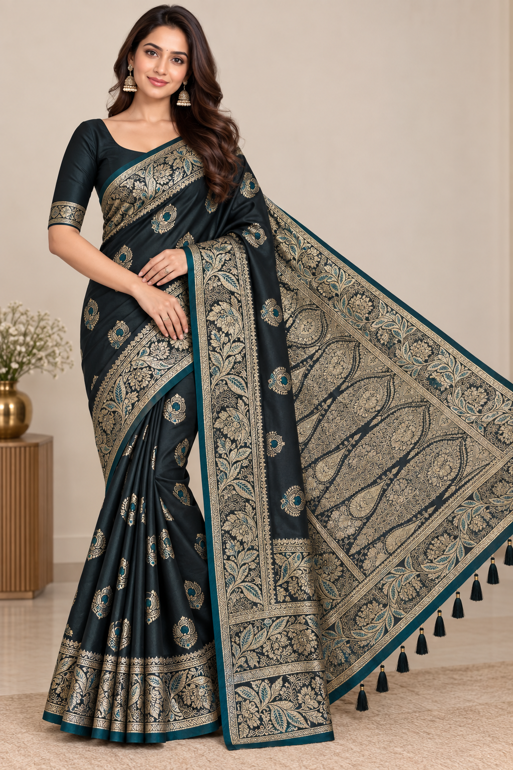 Satin Banarasi Zip & go saree