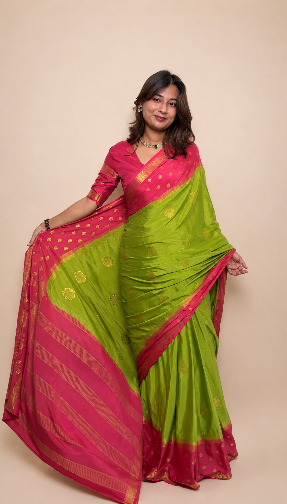 Mysore crepe silk gandaberunda border saree