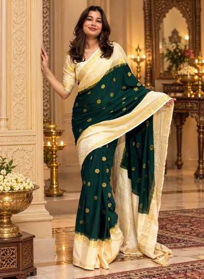 Mysore crepe silk checks border saree