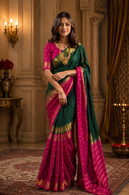 Semi Mysore silk double shade - KDS1009