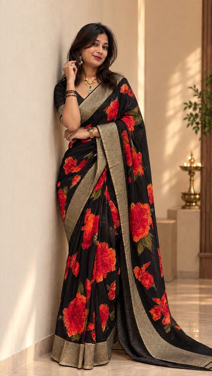 Digital print viscose Banarasi saree