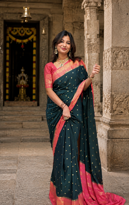 Mysore crepe silk small butti saree