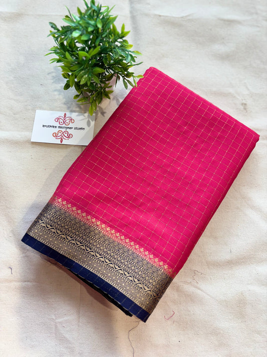 Semi Mysore crepe checks saree