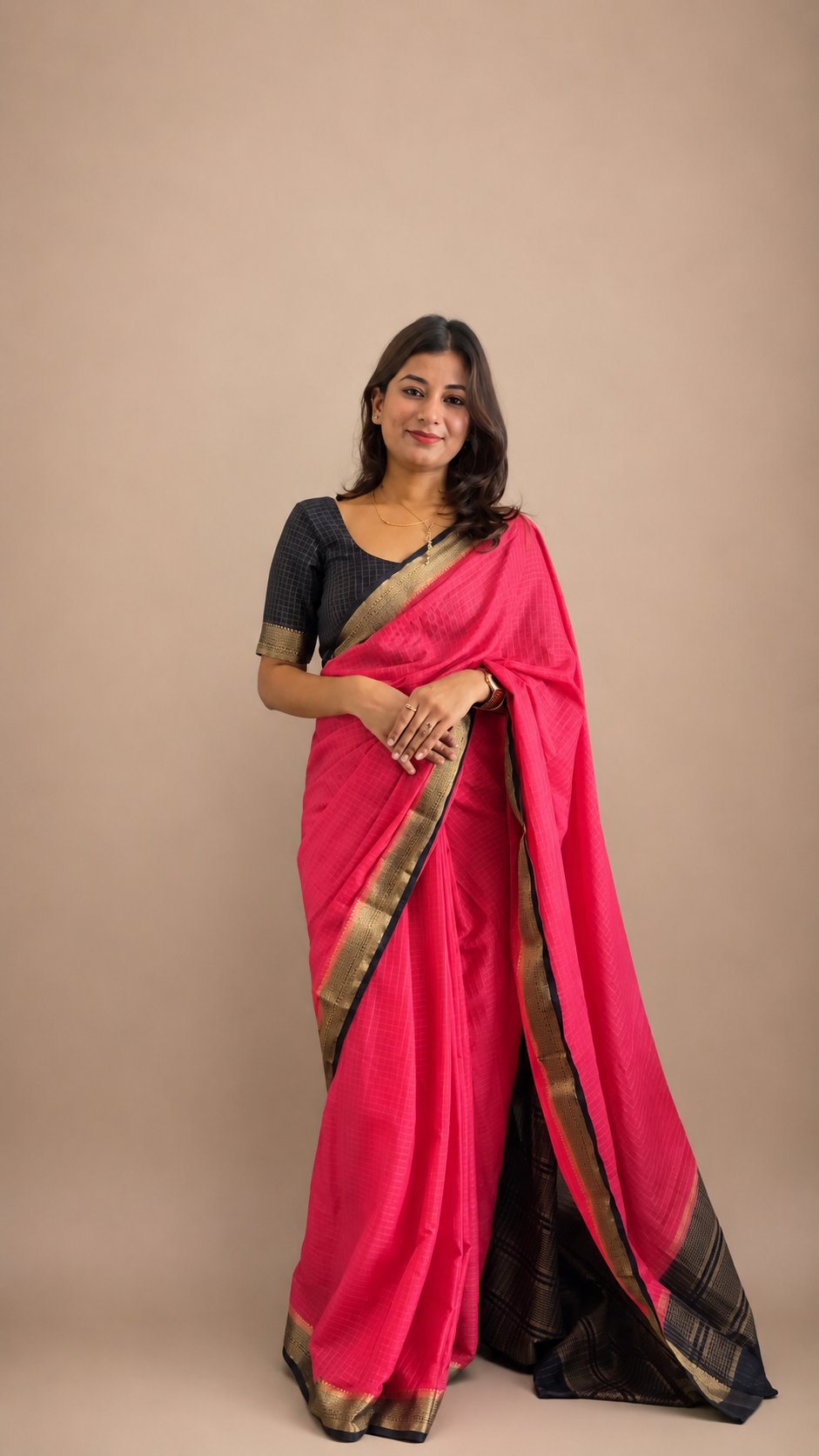 Crepe silk checks saree