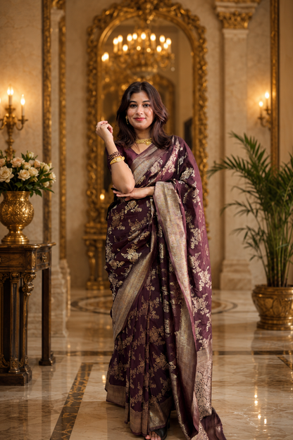 Traditional jaal pattern saree