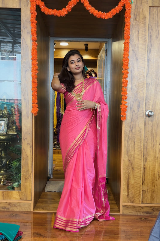 Semi Mysore silk(4pieces left) all sarees come with elbow length sleeves