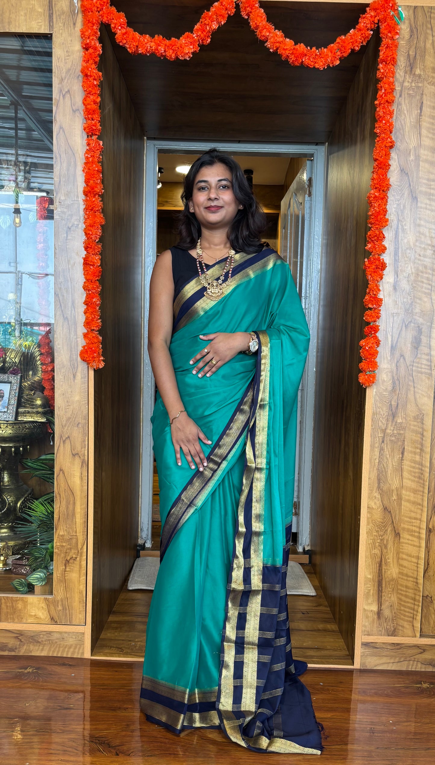 Semi Mysore silk saree(6 pieces left) all sarees come with elbow length sleeves