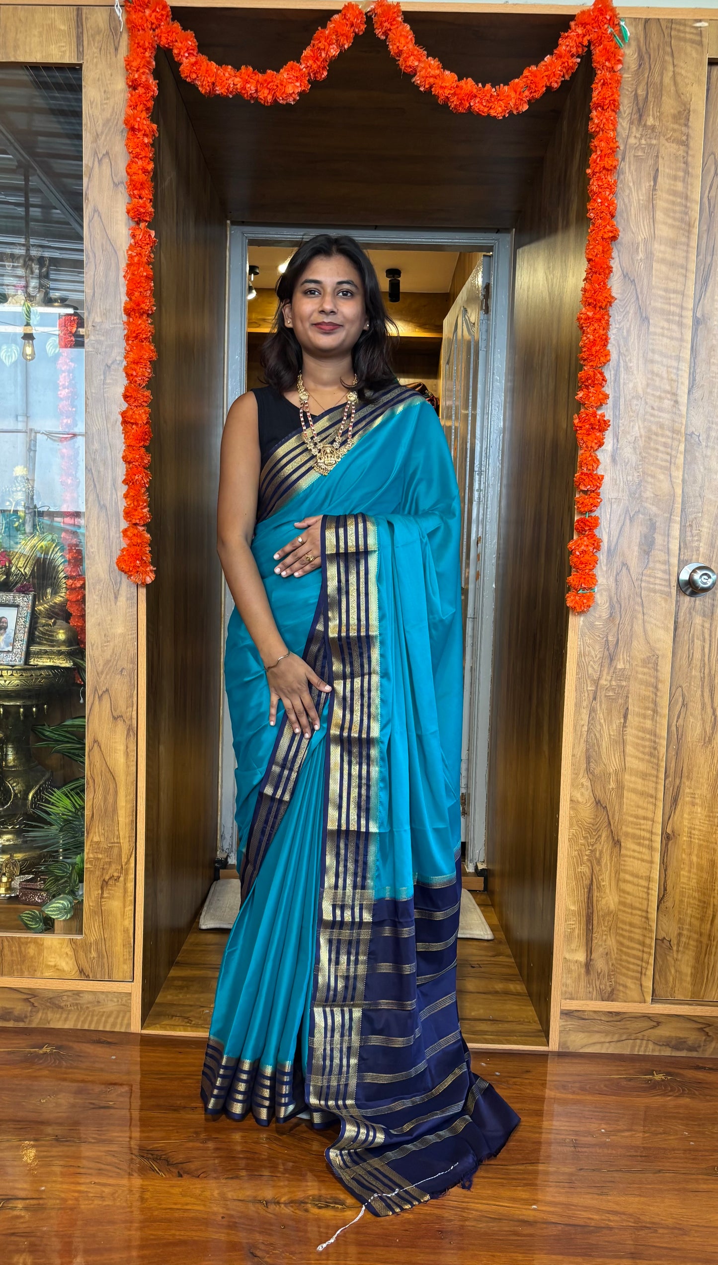 Semi Mysore silk(4pieces left) all sarees come with elbow length sleeves