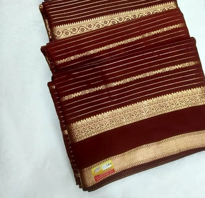 Semi Mysore silk stripes saree