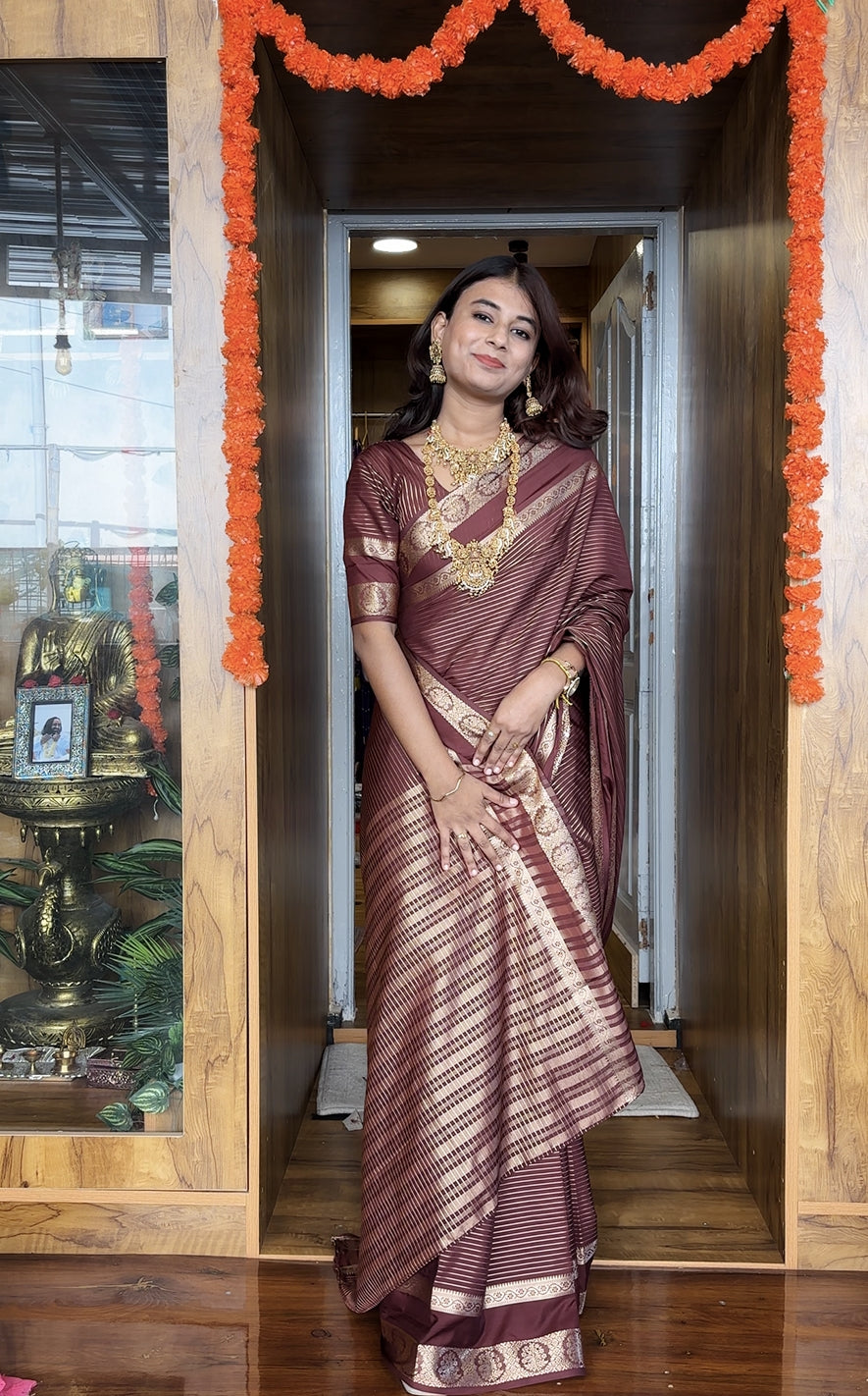 Semi Mysore silk stripes saree (Copy)