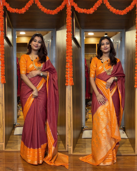 Semi Mysore silk small checks