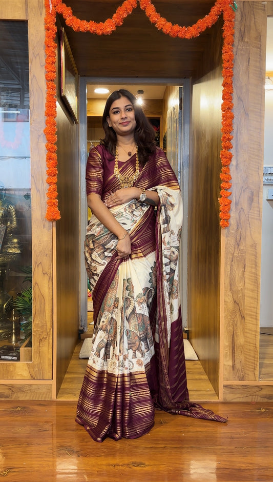 Semi Mysore silk kalamkari print
