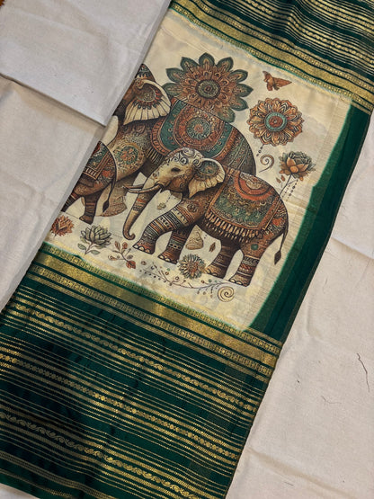 Semi Mysore silk kalamkari print
