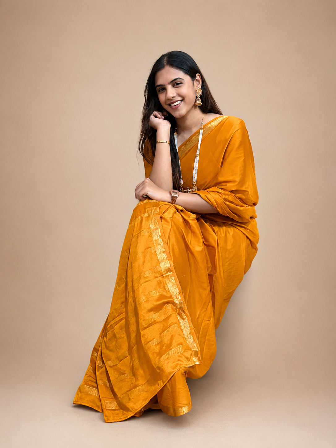 Semi Mysore crepe silk saree