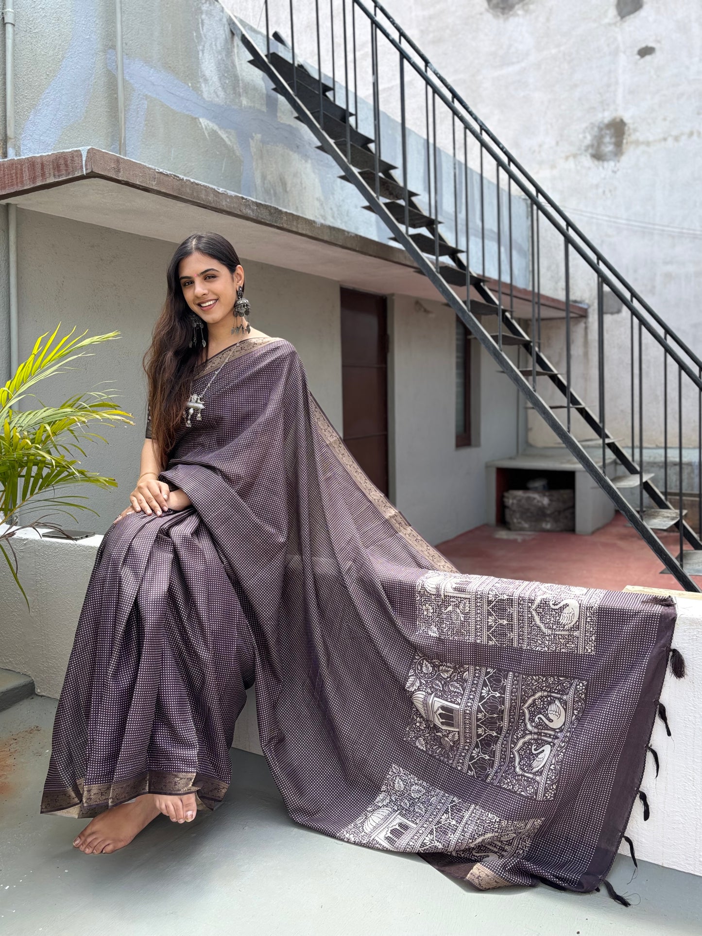 Everyday digital  printed saree