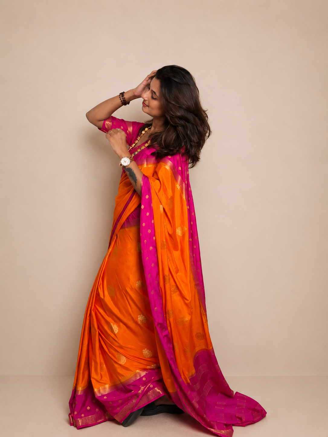 Mysore crepe silk gandaberunda border saree