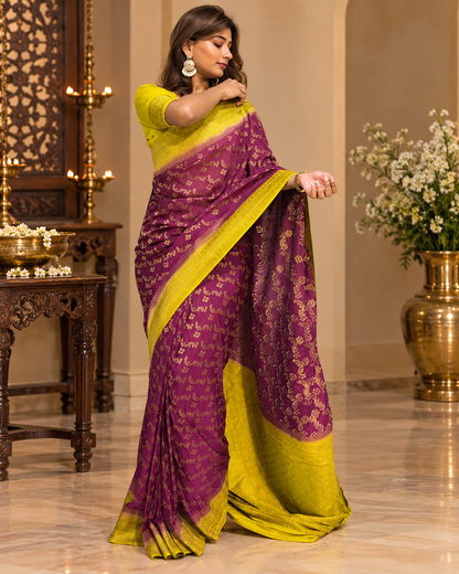 Traditional jaal pattern saree