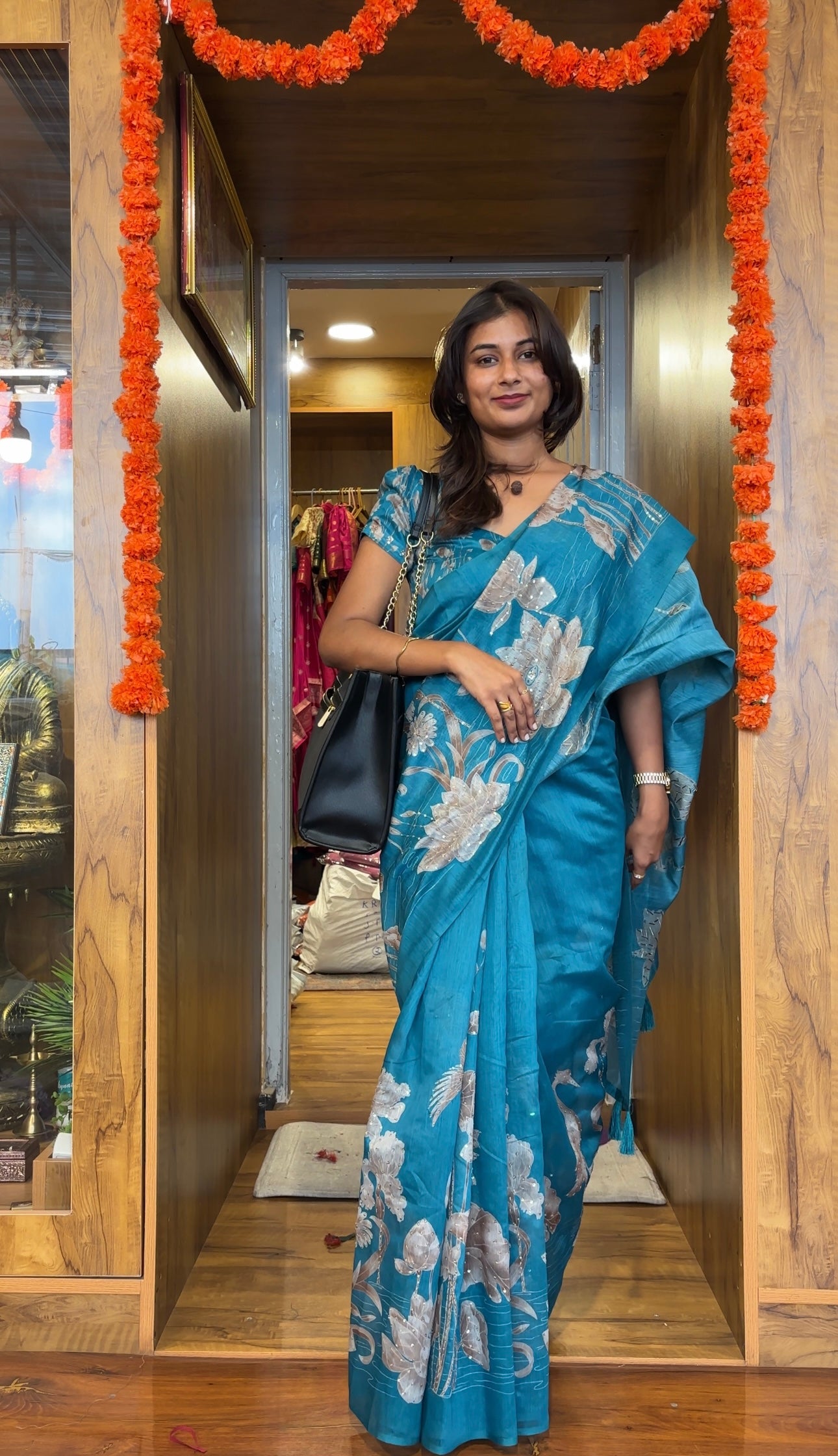 Party wear saree with padded blouse