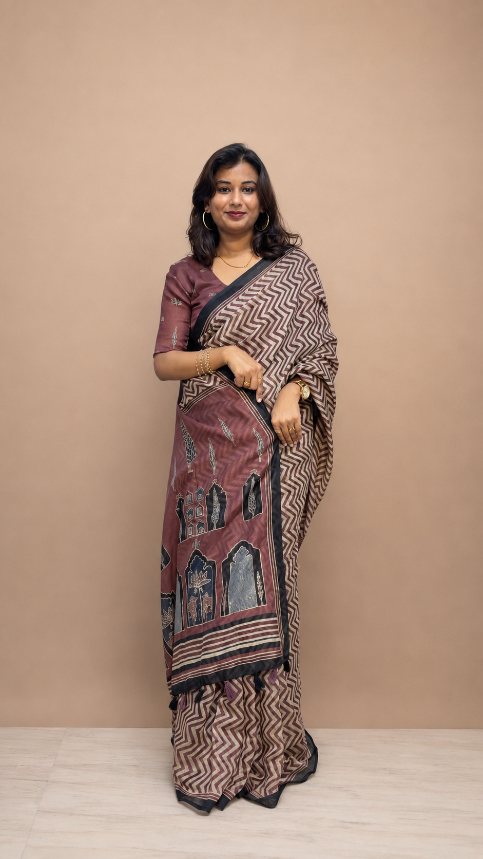 Cotton zip and go saree