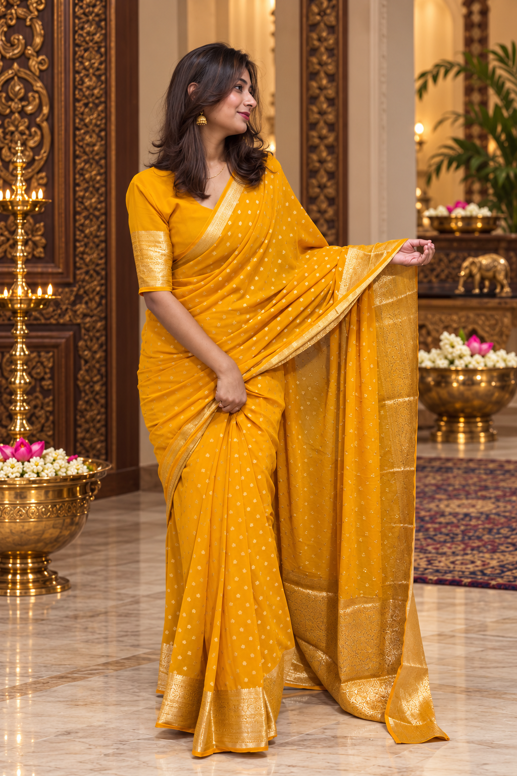Chiffon butti saree