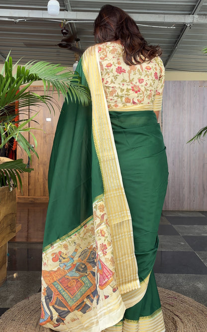 Semi Mysore silk printed saree