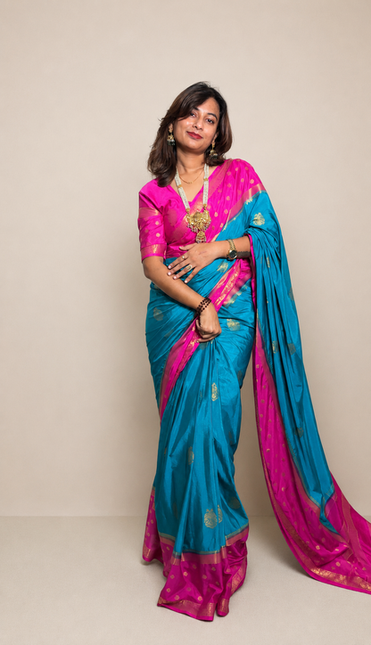 Mysore crepe silk gandaberunda border saree