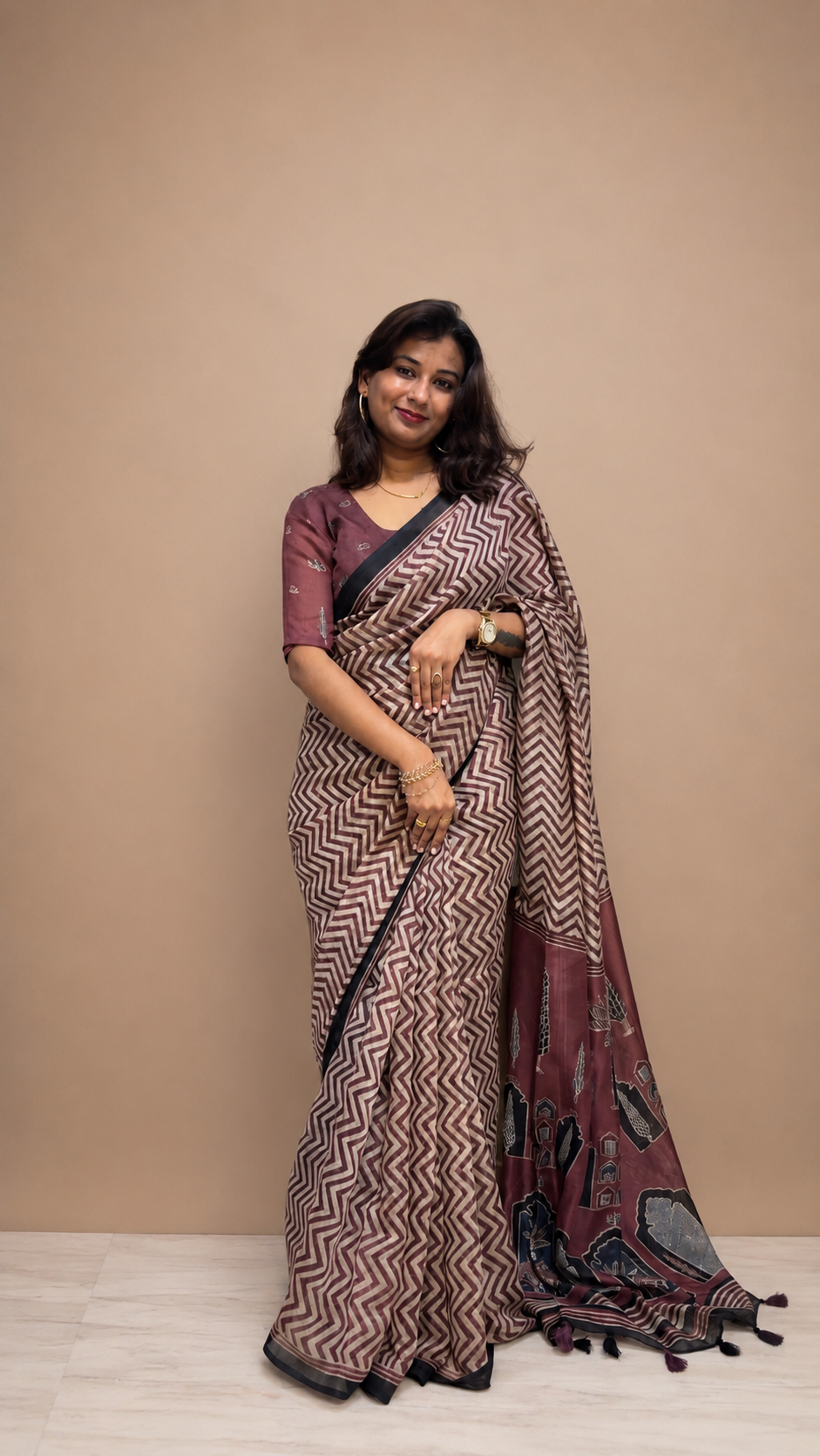 Cotton zip and go saree