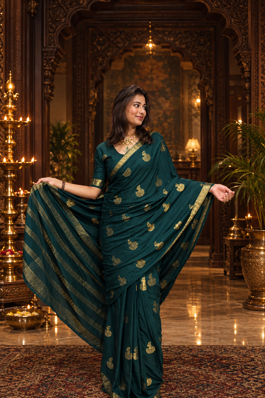 Mysore crepe silk peacock butti saree (Copy)