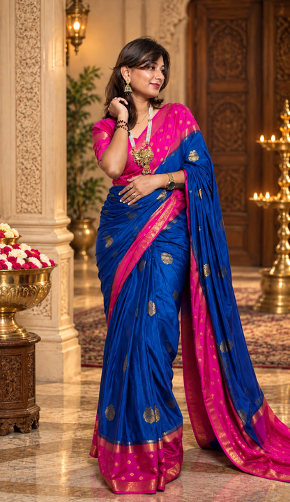 Mysore crepe silk gandaberunda border saree