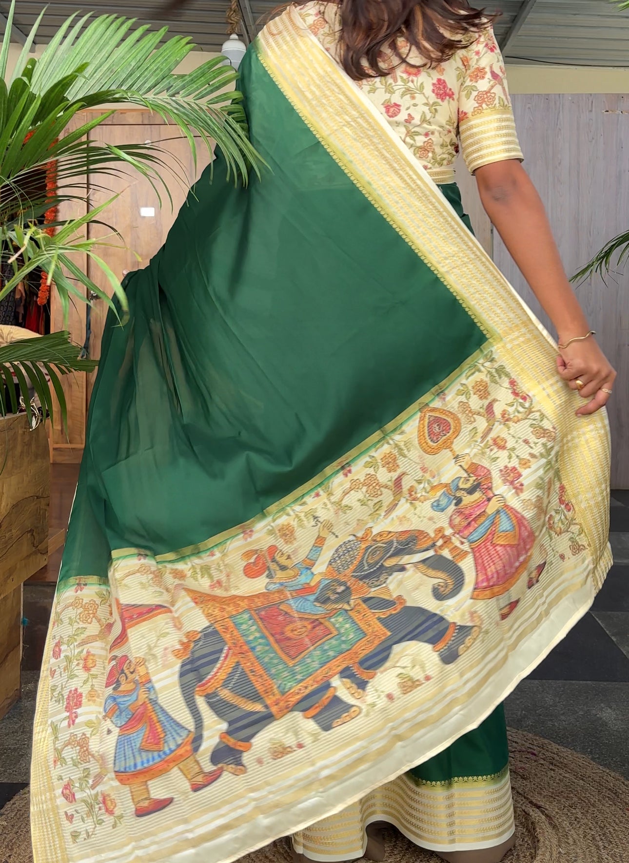 Semi Mysore silk printed saree