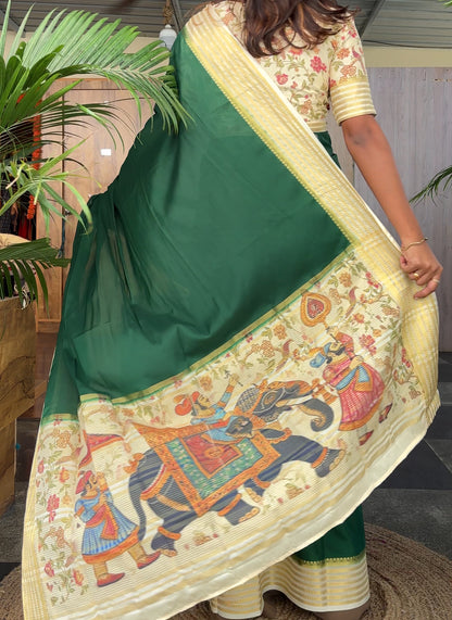Semi Mysore silk printed saree