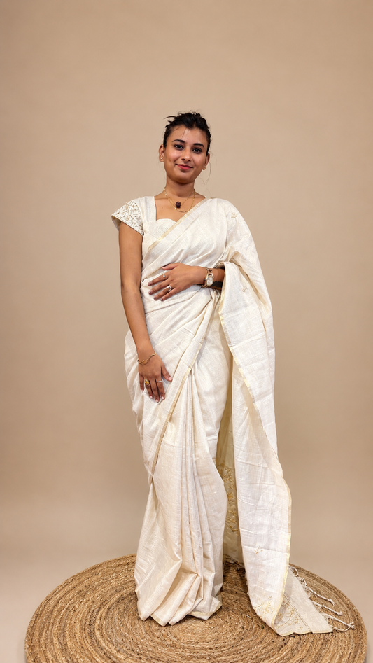 Tissue kardhana party wear saree with padded blouse