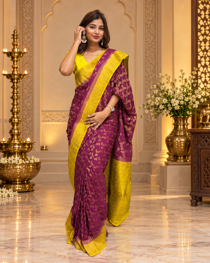 Traditional jaal pattern saree