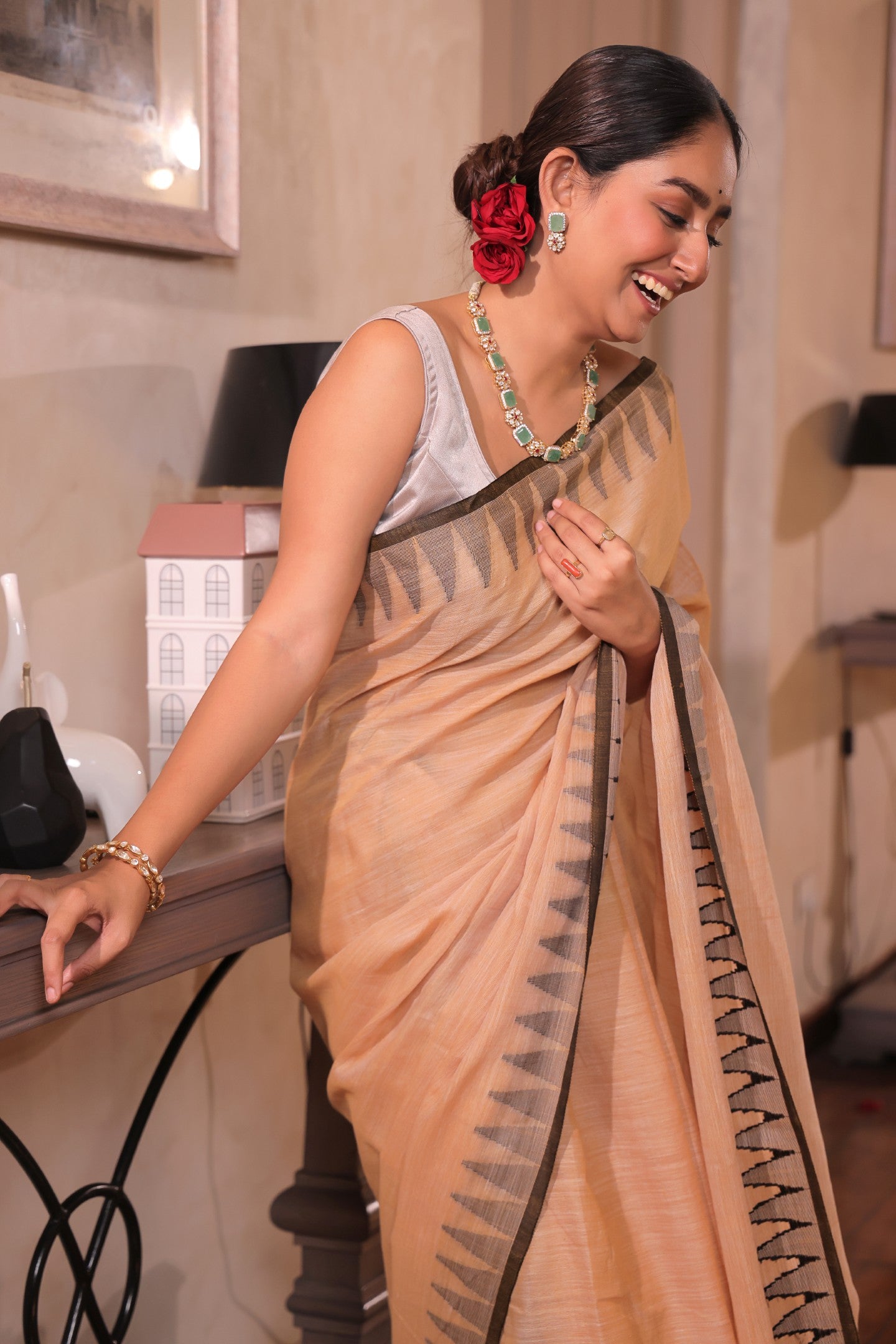 RUPASHRI PURE LINEN COTTON SAREE