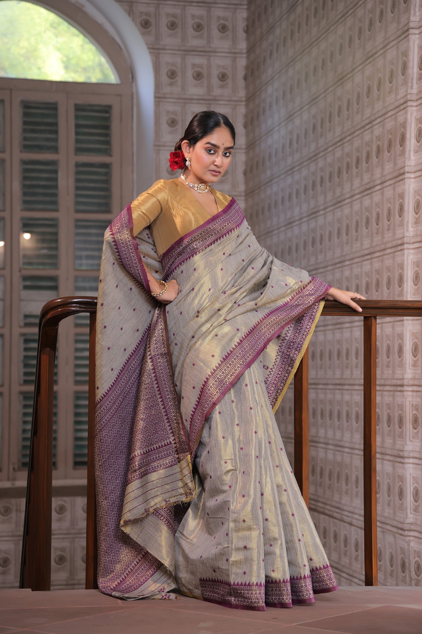 MEGHAVI TUSSAR TISSUE SAREE