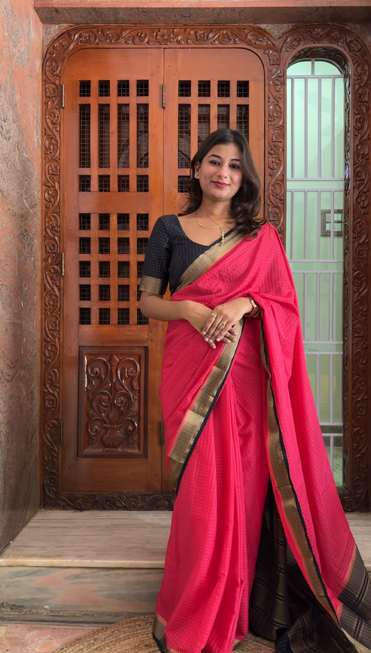 Crepe silk checks saree