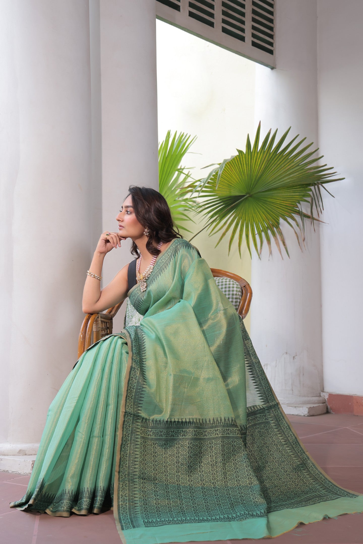 DRAPE DRAMA TISSUE LINEN SAREEE