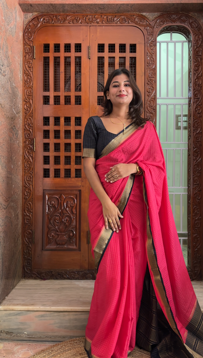Crepe silk checks saree