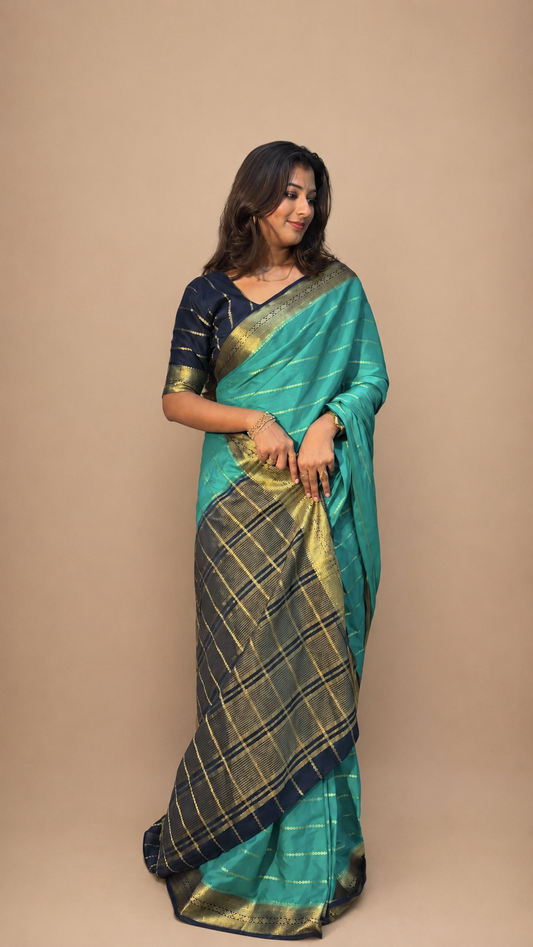 Mysore crepe silk stripes saree(5)