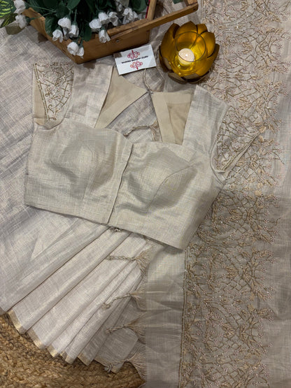 Tissue kardhana party wear saree with padded blouse