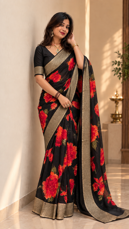 Digital print viscose Banarasi saree