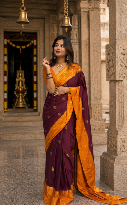 Mysore crepe silk temple  border saree (Copy)