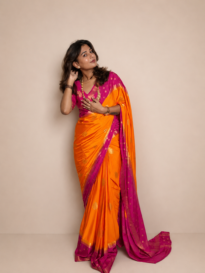 Mysore crepe silk gandaberunda border saree