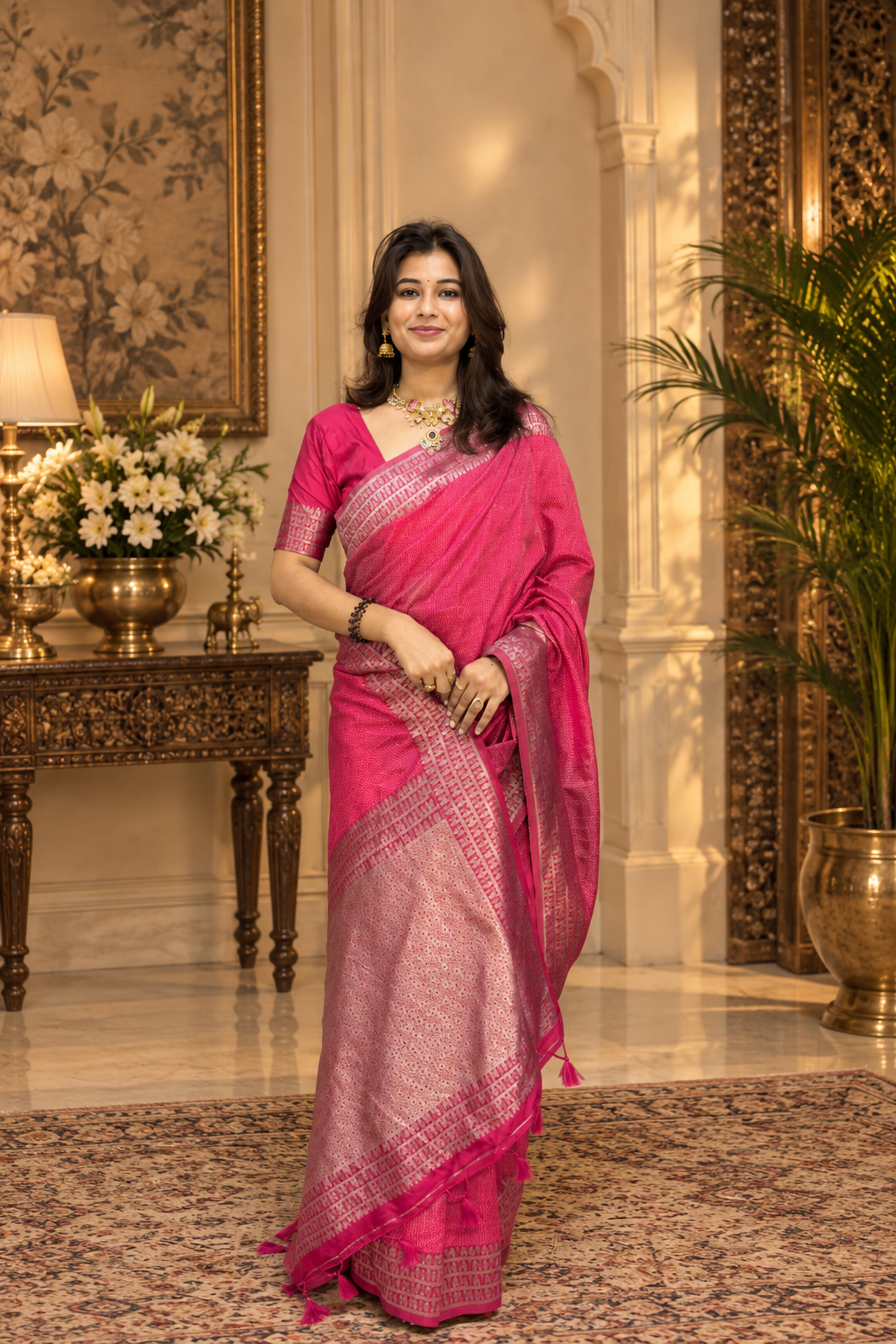 Semi Banarasi boarder saree