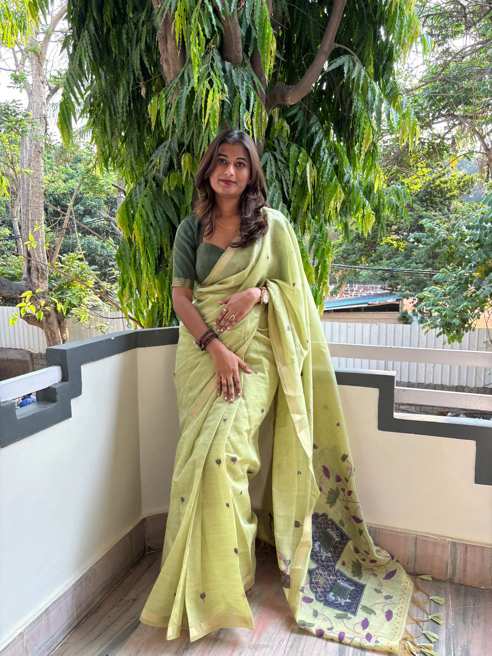 Linen tissue Saree