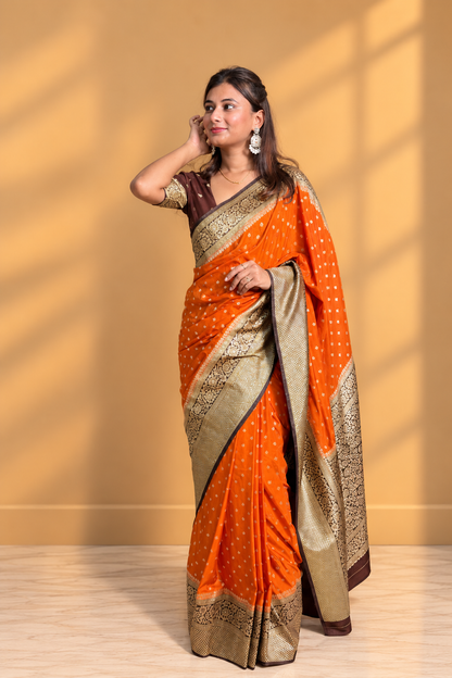 Kaddi georgette Zip n go saree